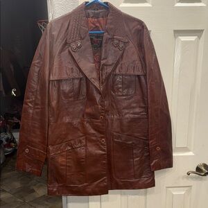 Men's Brown Leather Trench Coat